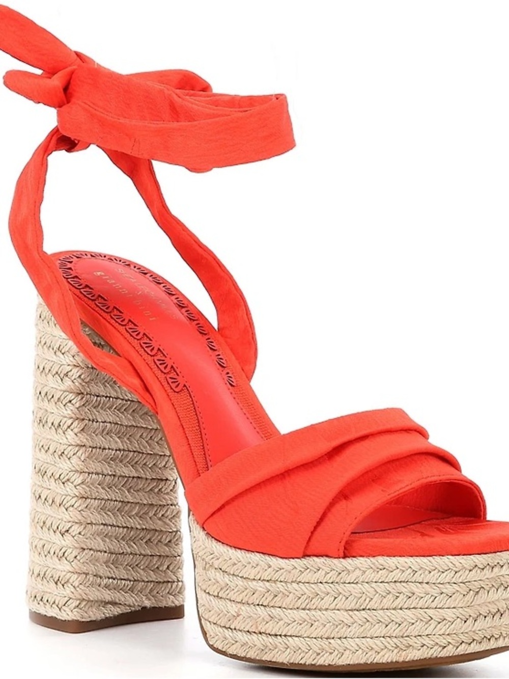 Gianni Bini Orange Ankle-Tie Espadrille Wedge Sandals - Picture 2 of 12
